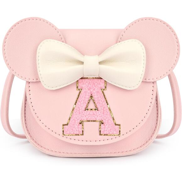 Unbranded Handbags - Letter A Toddler Crossbody Purse, Girls Mini Mouse Ears Purse, Pink A Handbag
